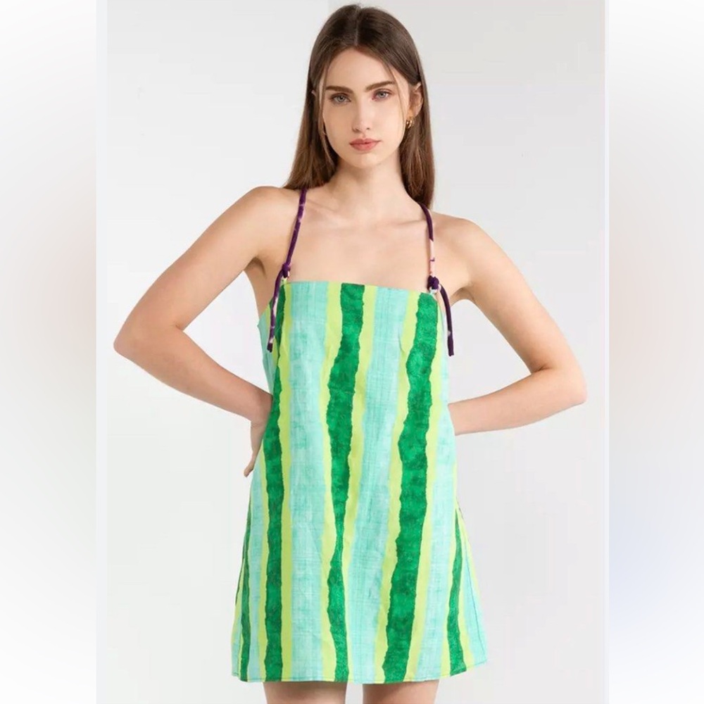NWT Zara Green Striped Dresses for Women size large